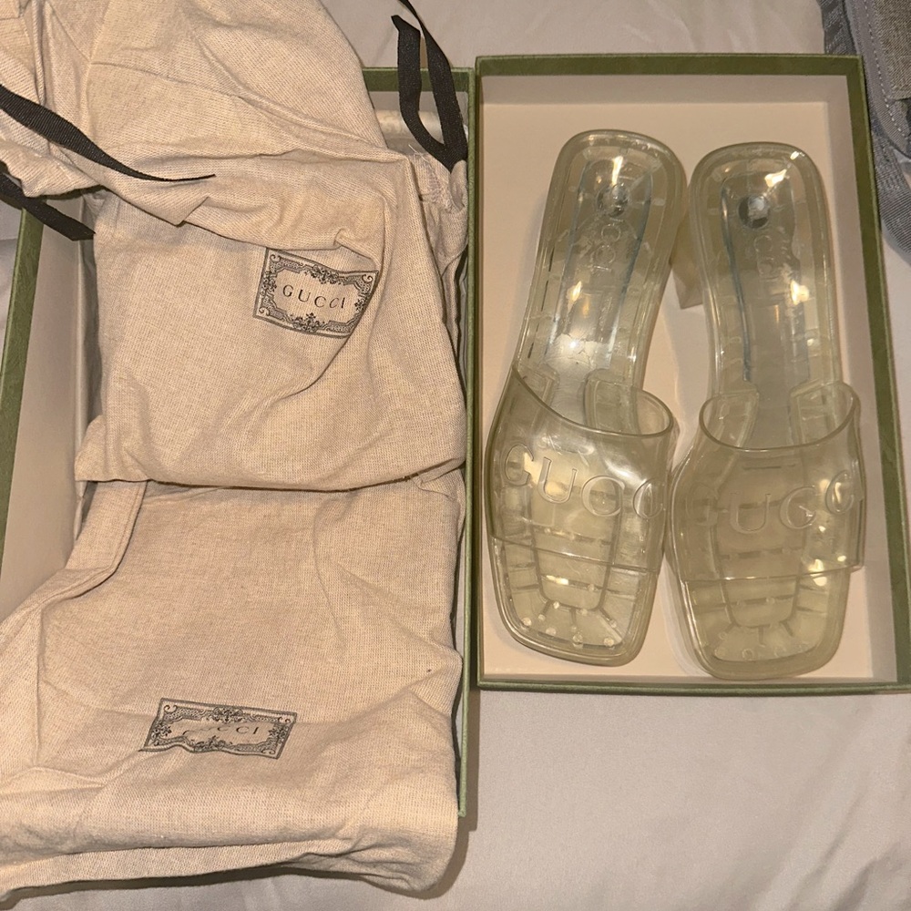 GUCCI CLEAR JELLY MULES